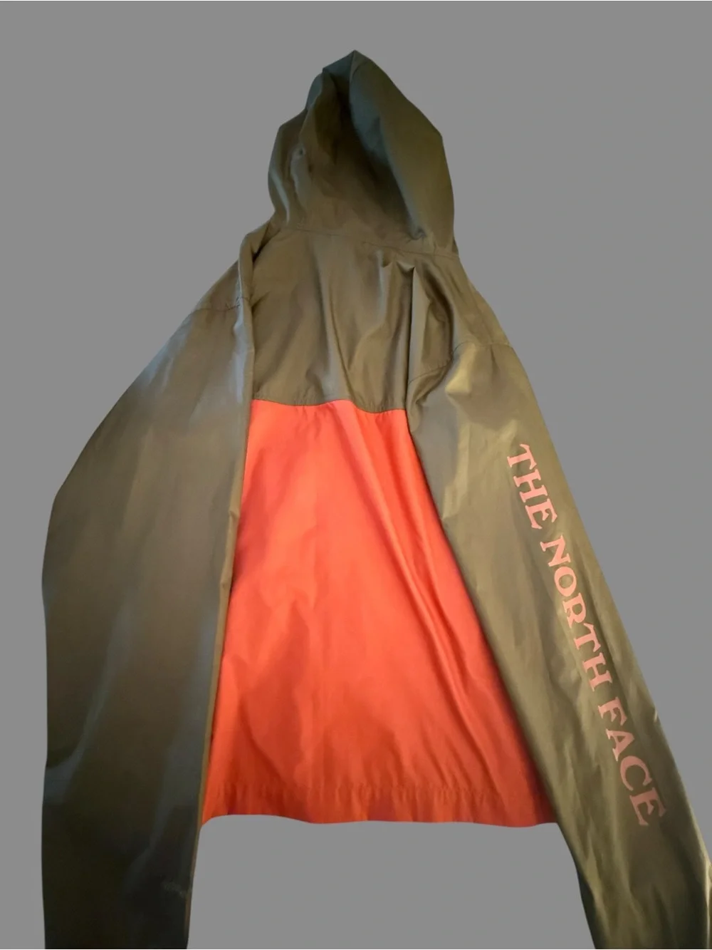 The North Face Two-Tone Hooded Windbreaker — Brown and Orange